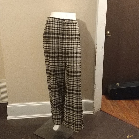 Sonia Rykiel Pants - Sonia Rykiel plaid wide leg wool trousers